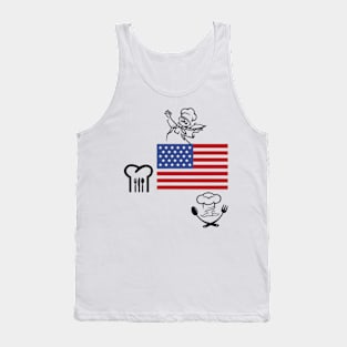 Funny BBQ Grilling Tools Shirt Vintage USA Flag For Men Dad Tank Top